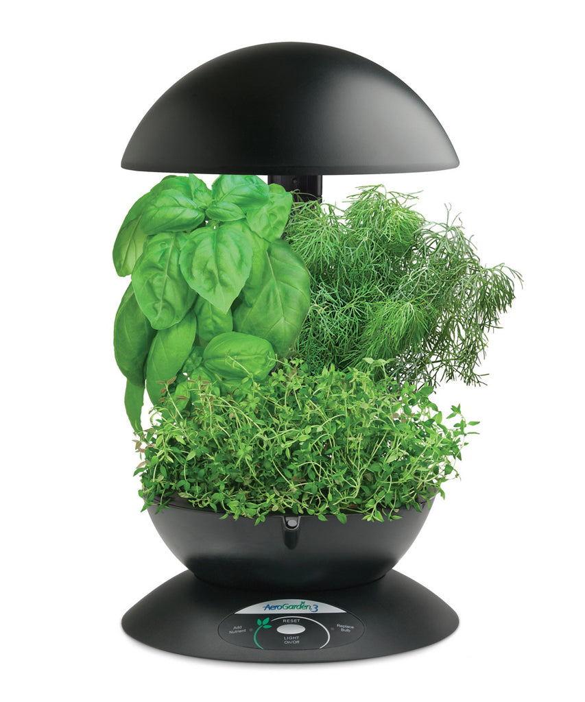 AeroGarden 3 Black w/Gourmet Herb Seed Kit