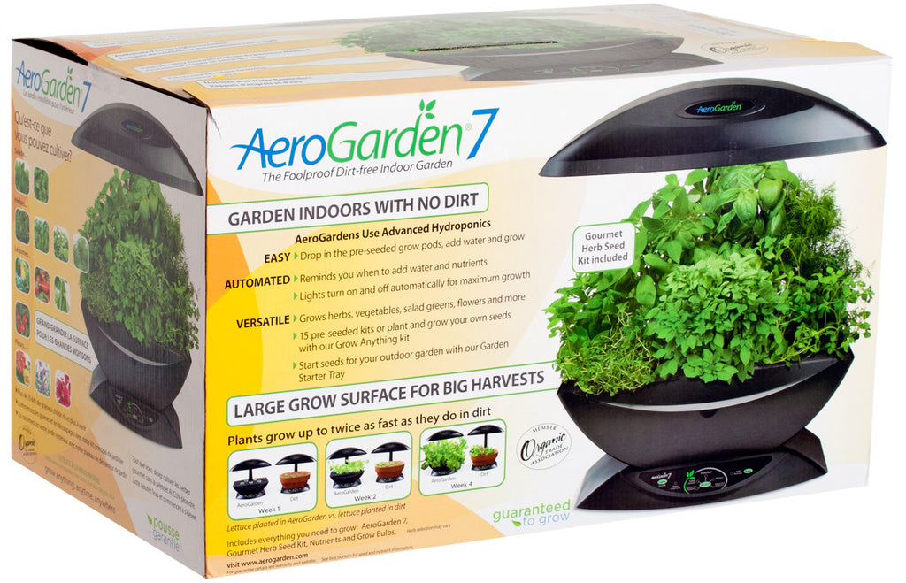 AeroGarden 7  Black w/Gourmet  Herb & Grow Anything Kit